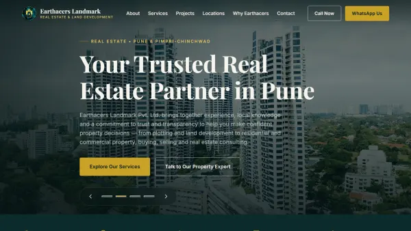 Homepage screenshot of the Earthacers Landmark website