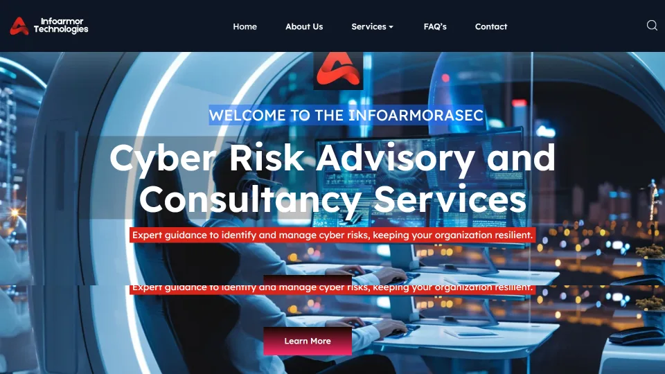 Homepage screenshot of the Infoarmor Technologies Pvt Ltd website