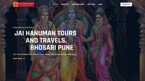 Homepage screenshot of the Jai Hanuman Tours & Travels website