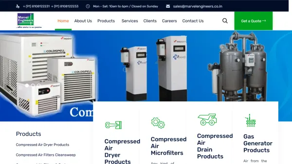 Homepage screenshot of the Marvel Engineers website