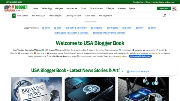 Homepage screenshot of the Usabloggerbook website